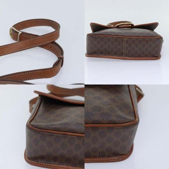 CELINE Macadam Canvas Circle Shoulder Bag Pvc Leather Brown Gold - Picture 10 of 13